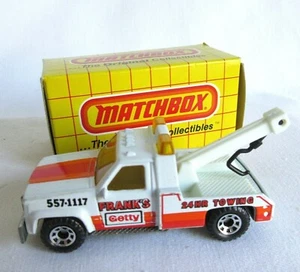 MATCHBOX 1:72 1987 #21 FRANKS GMC GETTY WRECKER TOW TRUCK METAL BASE HTF w/BOX - Picture 1 of 6