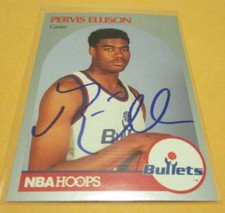 PERVIS ELLISON 1990-91 HOOPS NBA SIGNED RC CARD #438 WASH BULLETS LOUISVILLE