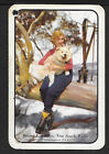 Genuine Vintage Swap card : Lady holding a white dog. Mt Kosiusko for TAA