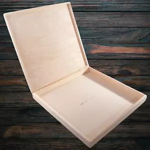 Grande scatola di legno quadrata sottile | 40x40x5 cm| supporto custodia regalo bassa e profonda fai da te - Foto 1 di 12