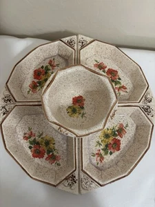 Plato de servir dividido floral vintage Mid Century California Originals EE. UU. - Imagen 1 de 6