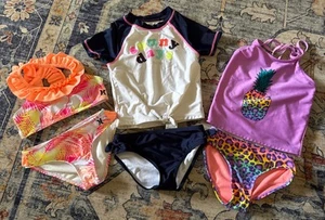 Girls 6/6x Swimsuit Tankini Bikini Bathing Suit Lot Cat&Jack Nautica Hurley - Picture 1 of 5