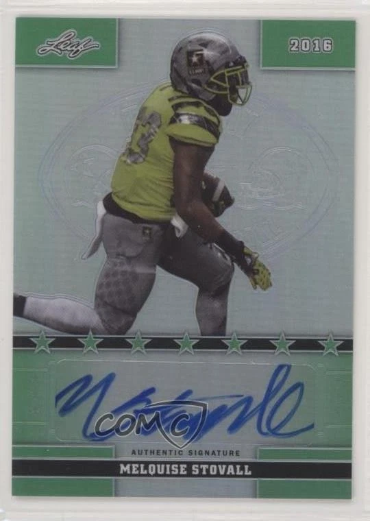 2016 Leaf US Army All-American Bowl Green Prismatic /7 Melquise Stovall #77 Auto - Image 1 of 2