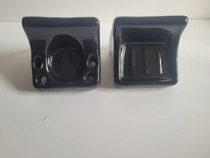Vintage Glossy Black Ceramic Soap Dish & Tooth Brush Holder  - Picture 1 of 13