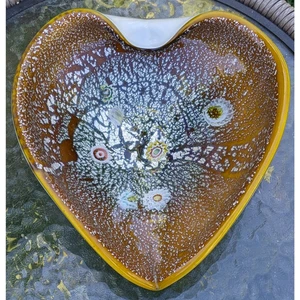 MCM MURANO Venetian AVEM Glass TUTTI FRUTTI Dino Martens Heart BOWL Milefiori - Picture 1 of 11
