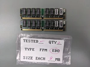 (2) 8MB EDO SIMMs 72-Pin Memory (16MB Total RAM) Super PC ~ FULLY TESTED - Picture 1 of 3
