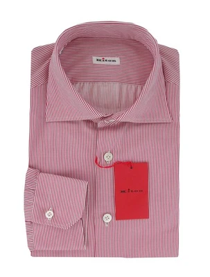 Camisa de algodón a rayas rojas Kiton $600 - delgada - 15,75/40 - (KT3112515) Foto 1 de 4