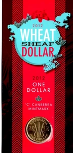2012 Uncirculated $1 Coin on card " Wheat Sheaf Dollar " C " Mintmark - Picture 1 of 3