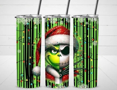 Стакан изолированный из нержавеющей стали Grinch and Jack Skellington 20 унций персонализированный - Изображение 1 из 3