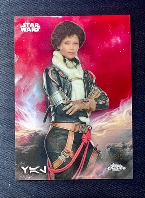 2025 Topps Chrome Star Wars Red /5 Val Aurebesh Parallel Refractor SP #187 - Image 1 of 2