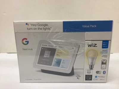 Google Nest Hub 2nd Gen. 7" Smart Display Value Pack With Free Wiz Bulb (WHITE) - Image 1 of 4