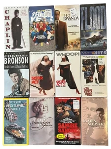 VHS Mixed Lot 12 NEW Movies Sister Act 1 & 2 Chaplin Hotel Rwanda Bronson Whoopi - Picture 1 of 6