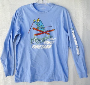 Vineyard Vines Skier Sleeve Print Blue Long Sleeve Shirt Boys Size XL 18 - Picture 1 of 6