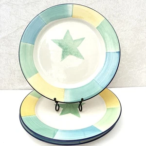 ATICO INTERNATIONAL Vintage Dinner Plates Set 3 Hand Painted Star 1999 Beach - Picture 1 of 7