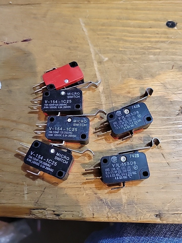 For Microswitch V3L-553-D8 Limit Switch w/Lever 10A 1/3HP 125 & 250VAC 2 Pcs - Image 1 of 1