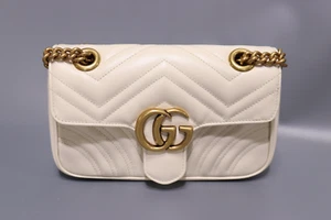 446744 GUCCI GG MARMONT MINI MATELASSER SHOULDER BAG WHITE (see picture) - Picture 1 of 8