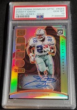 PSA 10 AUTO #10/10 EMMITT SMITH "Retro Series" SSP GOLD PRIZM 2020 Donruss Optic