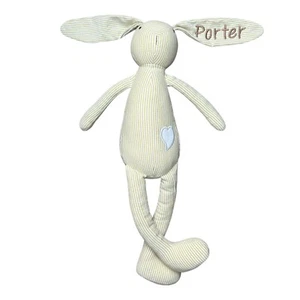 Mom’s Creation Striped Easter Stuffed Bunny  Porter Long Ears Heart - Picture 1 of 4