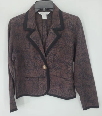 Blazer Nomadic Traders Mujer Pequeño Marrón Floral Lino Artístico Chaqueta Boho Foto 1 de 4