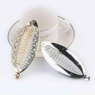 Rhinestone Women's Barrette Banana Accessories Crystal Hairpin Hair Clip - Image 1 of 4