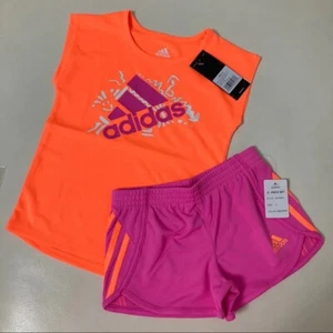 Adidas cute neon pink shorts set 6216 - Picture 1 of 5