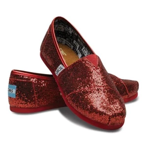 NIB Tiny Toms GLITTER CLASSICS Toddler Infant Shoes Size 6 RED SPARKLE Dorothy! - Picture 1 of 8