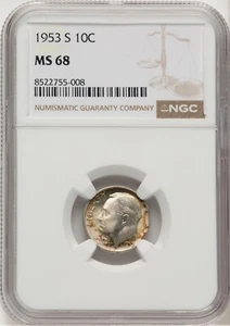 1953-S Roosevelt Dime 10C Coin - NGC MS68 Grade - Picture 1 of 2
