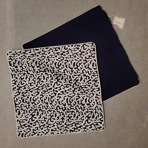 Williams Sonoma Navy and White Embroidered Pillow Slip Covers Set of 2 - Picture 1 of 14