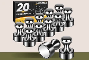 20Pc Brushed Nickel Refrigerator Magnets - Small Fridge, Office, Whiteboard - Picture 1 of 6
