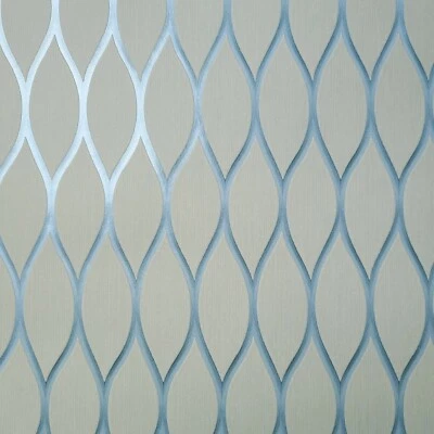 beige blue metallic geometric mesh netting diamond wave lines textured Wallpaper Foto 1 de 4