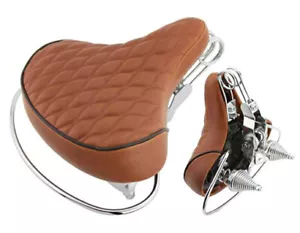 Silla de montar para bicicleta de cruceros de playa con tela de diamante marrón resorte. pieza de bicicleta, piezas de bicicleta. - Imagen 1 de 1