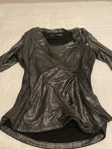 Cheeta B Blouse Silver Size 12 3/4 Sleeve - Picture 1 of 8