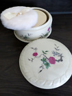 VINTAGE ST MICHAEL, MARKS AND SPENCER CLOVER CERAMIC DUSTING POWDER & PUFF VGC