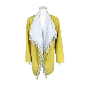 Susan Graver Weekend Bonded Polar Fleece Open-Front Jacket Citron Large Size - Picture 1 of 2