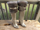 Michael Kors Women's  Size 7 Metallic Silver Leather & Faux Fur Boots, Very Nice