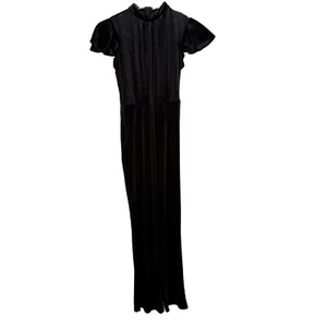 NWT Modcloth Shine With Me Velvet Jumpsuit Cap Sleeve Black Size XXS NEW - Picture 1 of 11