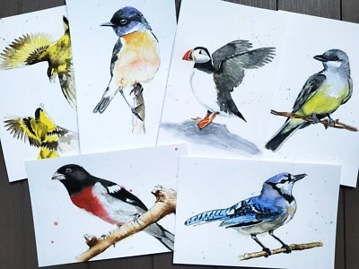 Watercolor Birds Greeting Cards Pack of 6 with individual envelopes - Image 1 of 4