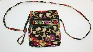 Vera Bradley schwarz Blumen gesteppt Messenger Umhängetasche Handtasche kostenloser Versand! - Bild 1 von 11