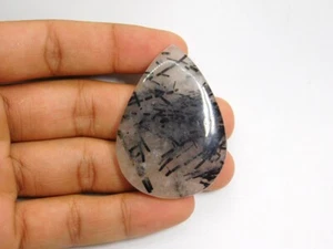 Pietra Preziosa Quarzo Rutilo Nero Cabochon Naturale Sciolta per Gioielli 106 Cts. ME-4370 - Foto 1 di 5