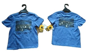 Carhartt tee Shirt boys Quad 4 wheeler Front/Back blue 4T - Picture 1 of 5