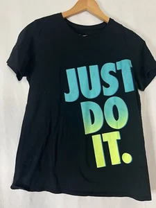 Nike Shirt Boys Sz Large Black Neon Just Do IT Spell Out Youth Logo T - Picture 1 of 5