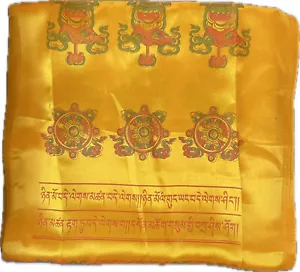 Tibetan Buddhist Prayer Offering Orange Silk Khada Khata Auspicious Scarf Nepal - Picture 1 of 3