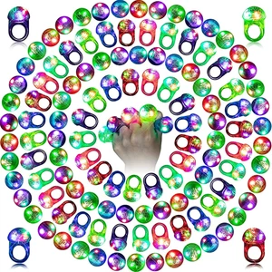 100 Pcs Light up LED Flashing Ring Glow in the Dark Bumpy Jelly Ring Finger Ligh - Picture 1 of 8