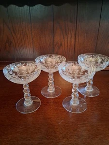 Vintage Duncan Miller Champagne Tall Sherberts First Love Set Of 4 Glasses - Picture 1 of 5