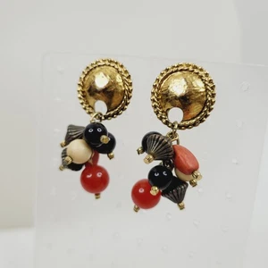 Pendientes colgantes bohemios perforados tono dorado con cuentas tribales - Imagen 1 de 4