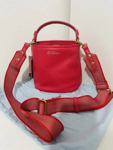 Cath Kidston Red Leather Bucket Bag/Cross Body Bag/ Shoulder Bag. RRP £175 - Picture 1 of 11