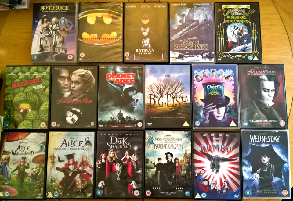 Tim Burton DVD Collection Wednesday Beetlejuice Nightmare Before Batman more R2 - Image 1 of 1