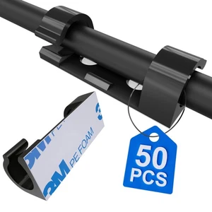 50 piezas clips adhesivos para cables, clips de gestión de cables soportes de cables para cables cable... - Imagen 1 de 7