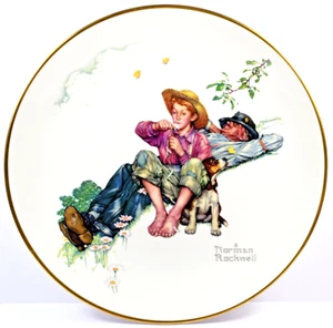 Gorham Norman Rockwell 4 Seasons Plate 1974 Ltd Ednt _ Spring ~ Day Dreamers - Foto 1 di 3