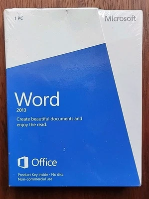 Microsoft Word 2013 Product Key Card 32/64-Bit – 1PC Non-Commercial SEALED BOX - Image 1 of 4